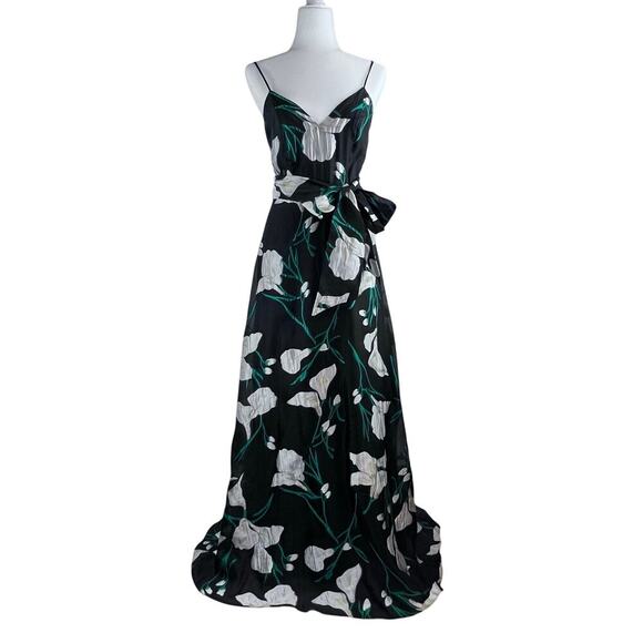 Badgley Mischka Women's Gracen Lily Floral Print Organza Prom Events Gown Size 0 - Picture 3 of 13
